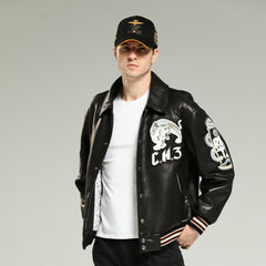 AvirexflightsuitA-2LeatherJacket-tigerembroideredjacket-leftarm