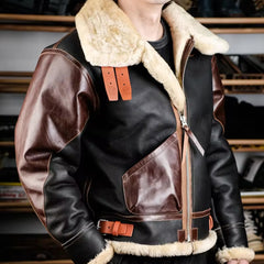 B3 sheepskin bomber jacket side