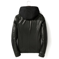 BikerJacket BlackHoodieLambskinJacketBack