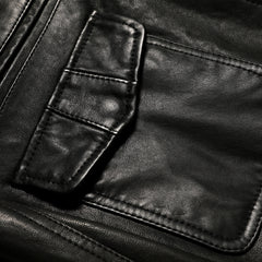 BikerJacket BlackHoodieLambskinJacketPockets