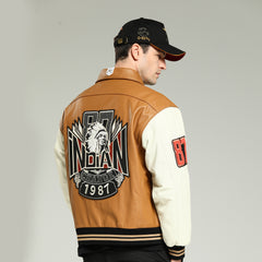 IndianChiefVintageLeatherJacket-Whiteandorangecombination-leftback