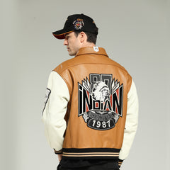 IndianChiefVintageLeatherJacket-Whiteandorangecombination-rightback