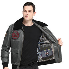 Italianwoolcollarbomberjacket EagleembroideredF-35flightjacket