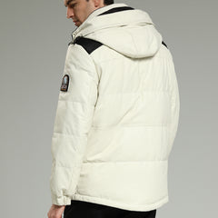 LeatherDownJacket-LuxuryWarmWhiteHoodedLeatherDownJacketBackLeft