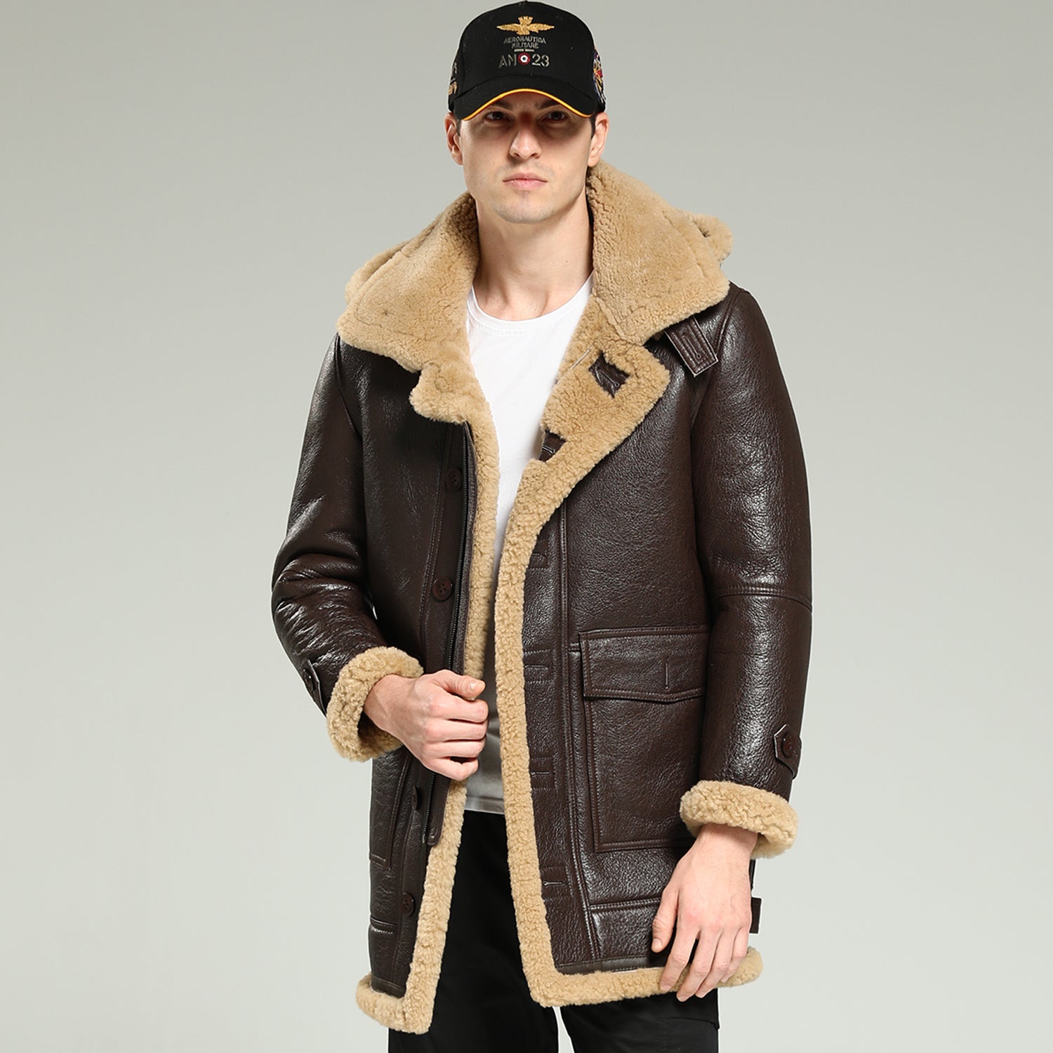 Men B7 Flying Parka Shearling Leather Coat