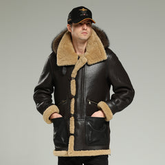 Men sDarkBrownWoolB7BomberJacket