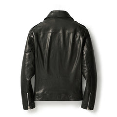 MotorcycleJacket Men sBlackLeatherMotorcycleJacketBack