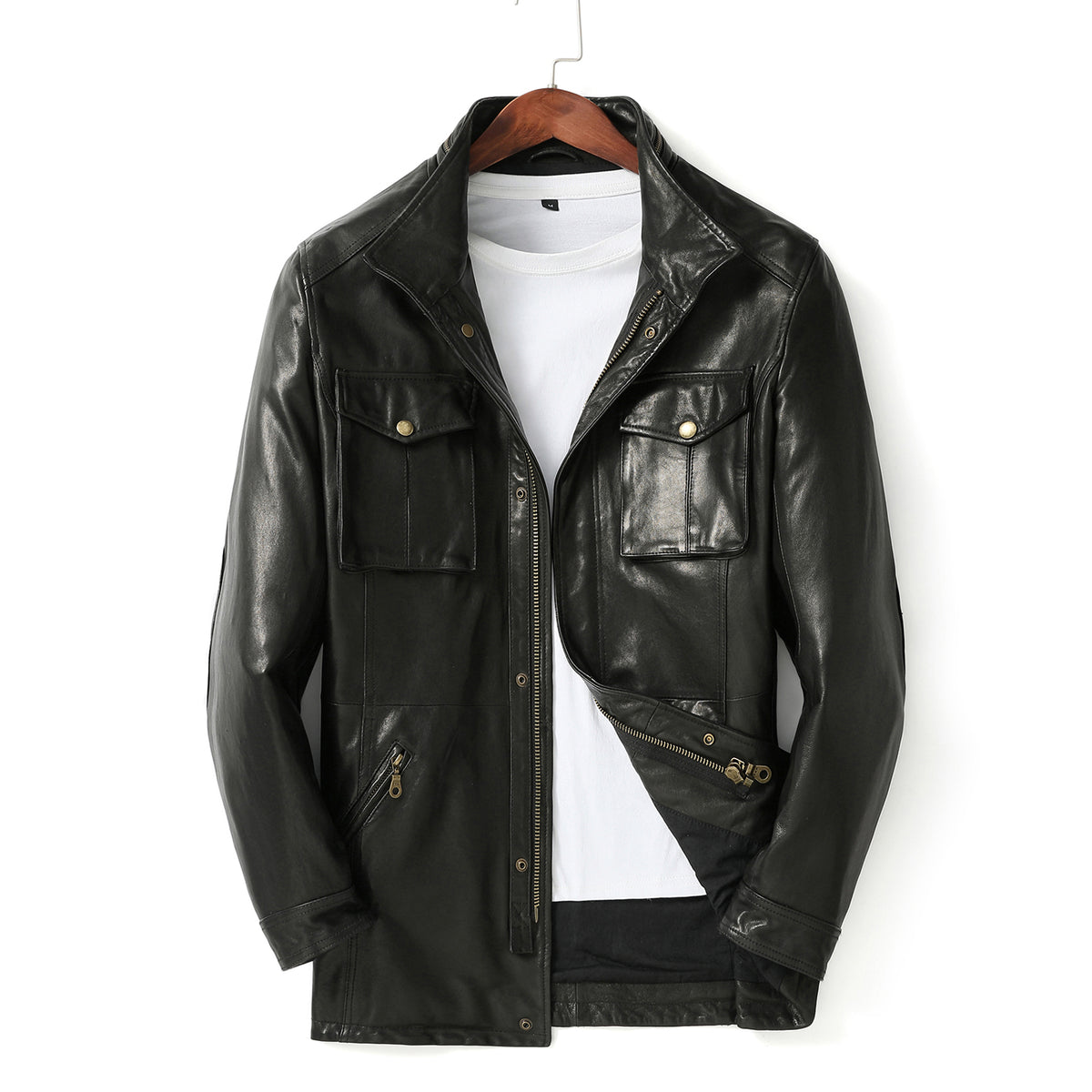 MotorcycleJacket Men sLongBlackMotorcycleJacket