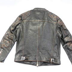 MotorcycleJacket RetroDistressedMotorcycleLeatherJacketBack