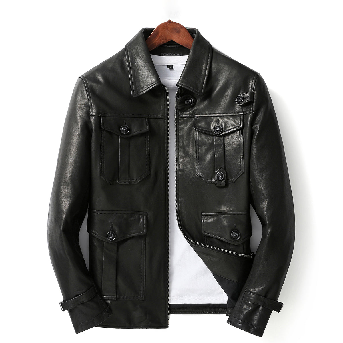 Motorcycle Jacket Men sblackleathergrained cowhide jacket